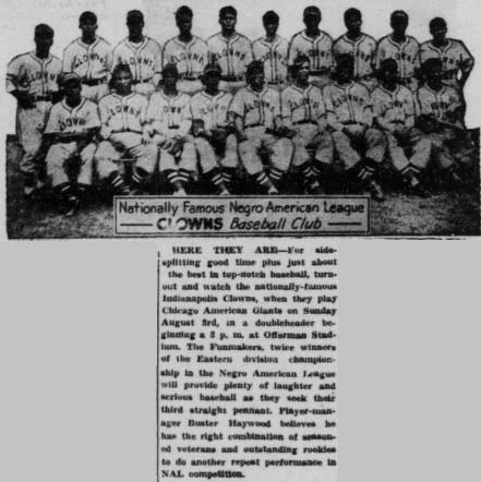 Buffalo Criterion 26 July 1952 - Clowns team picture