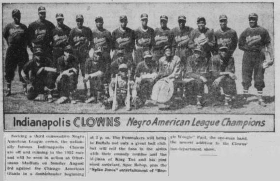 Buffalo Criterion 2 August 1952 - Champion Clowns team picture