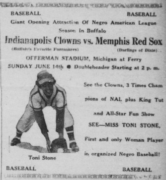 Buffalo Criterion 6 June 1953 - Memphis Red Sox, Toni Stone