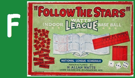 F - 'Follow the Stars' - Watts' Indoor League Base Ball, 1922
