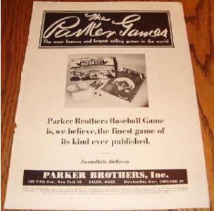 Baseball Game, Parker Brothers, 1951 advertisement