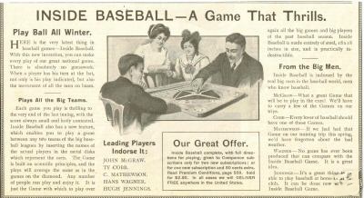 Inside Base Ball, The Popular Games Co, Youth's Companion advertisement, 1915