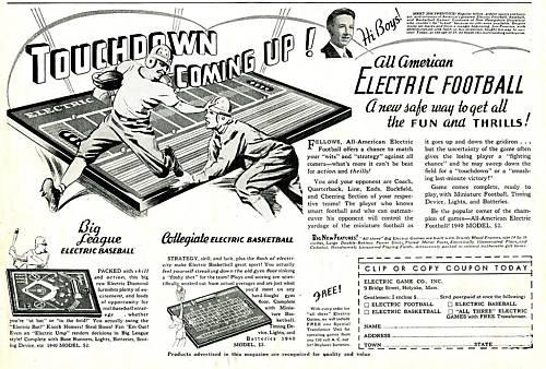 Electric Game Co 1939 ad